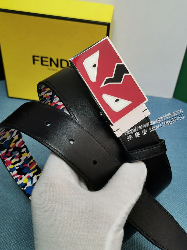 FENDI腰帶 芬迪閃電琺瑯扣怪獸雙面牛皮腰帶  jjp1577